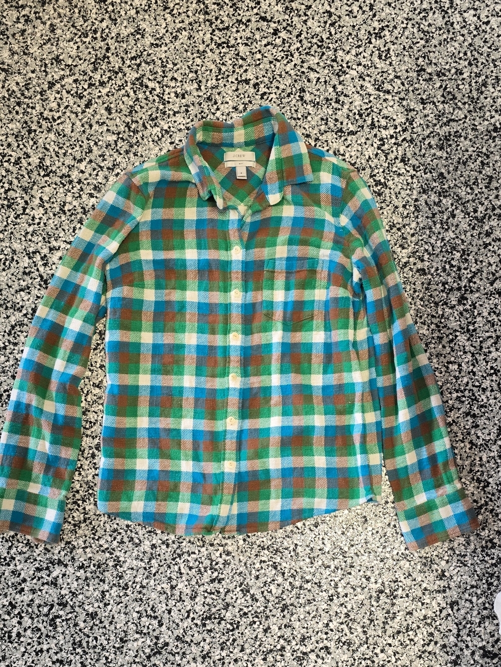 J. Crew Plaid Button-Down Shirt in Green, Blue, Brown, Cream